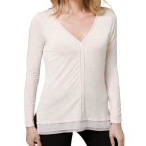 WHITE HOUSE BLACK MARKET LS BALL CHAIN V-NECK LONG SLEEVE TOP SZ. XL